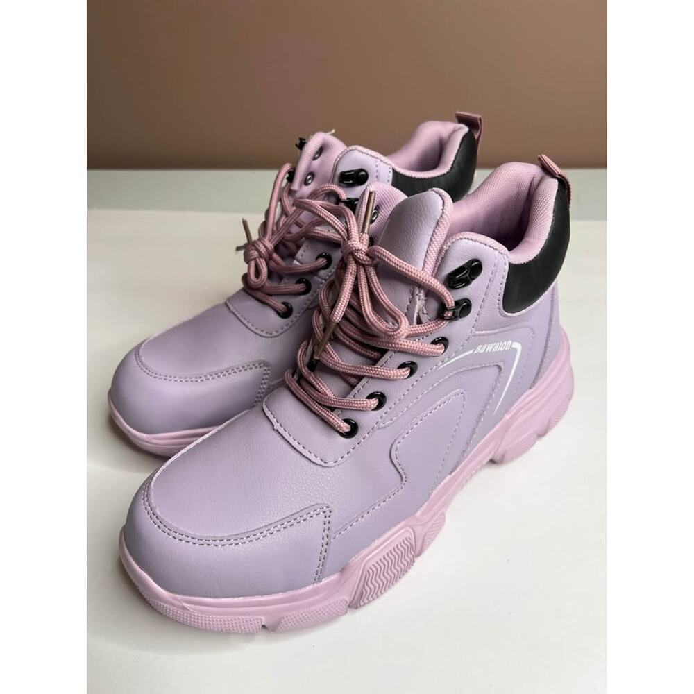 Purple High Top Platform Sneakers Chunky Lace Up‎ Boots Lavender Black size 42